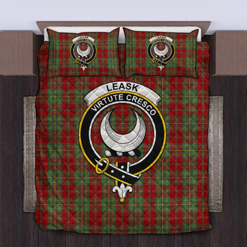 Leask Tartan Quilt Bed Set with Family Crest