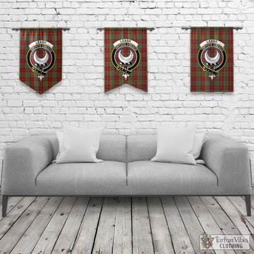 Leask Tartan Gonfalon, Tartan Banner with Family Crest