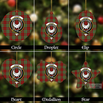 Leask Tartan Christmas Aluminium Ornament with Family Crest