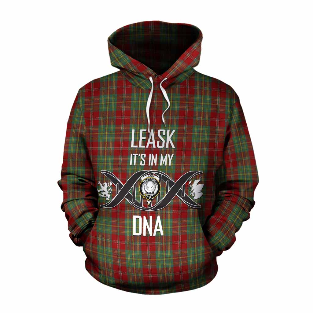 Tartan Vibes Clothing Leask Tartan Cotton Hoodie with Family Crest DNA In Me Style