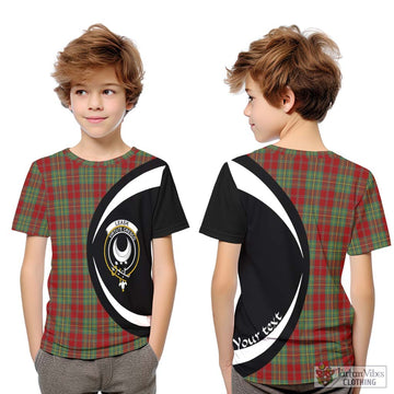 Leask Tartan Kid T-Shirt with Family Crest Circle Style