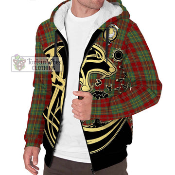 Leask Tartan Sherpa Hoodie with Family Crest Celtic Wolf Style