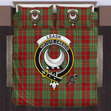 Leask Tartan Bedding Set with Family Crest