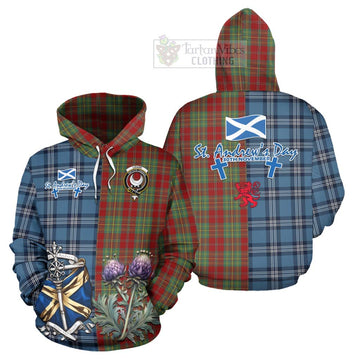 Leask Tartan Hoodie Happy St. Andrew's Day Half Tartan Style