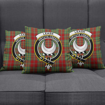 Leask Tartan Pillow Cover with Family Crest