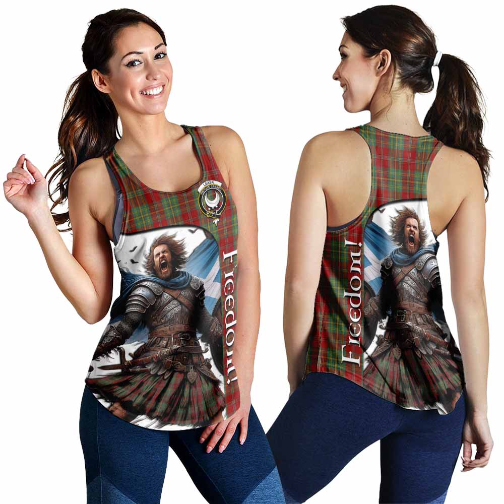 Tartan Vibes Clothing Leask Crest Tartan Women's Racerback Tanks Inspired by the Freedom of Scottish Warrior