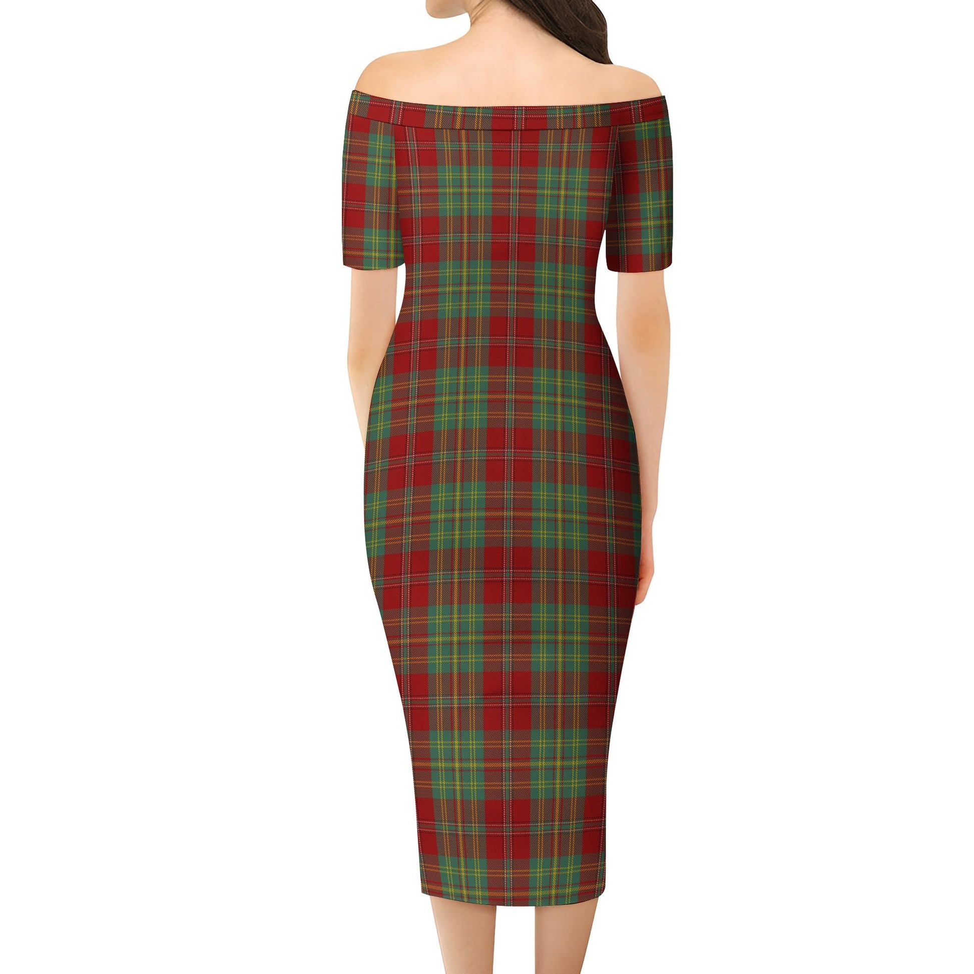 Leask Tartan Off Shoulder Lady Dress - Tartanvibesclothing