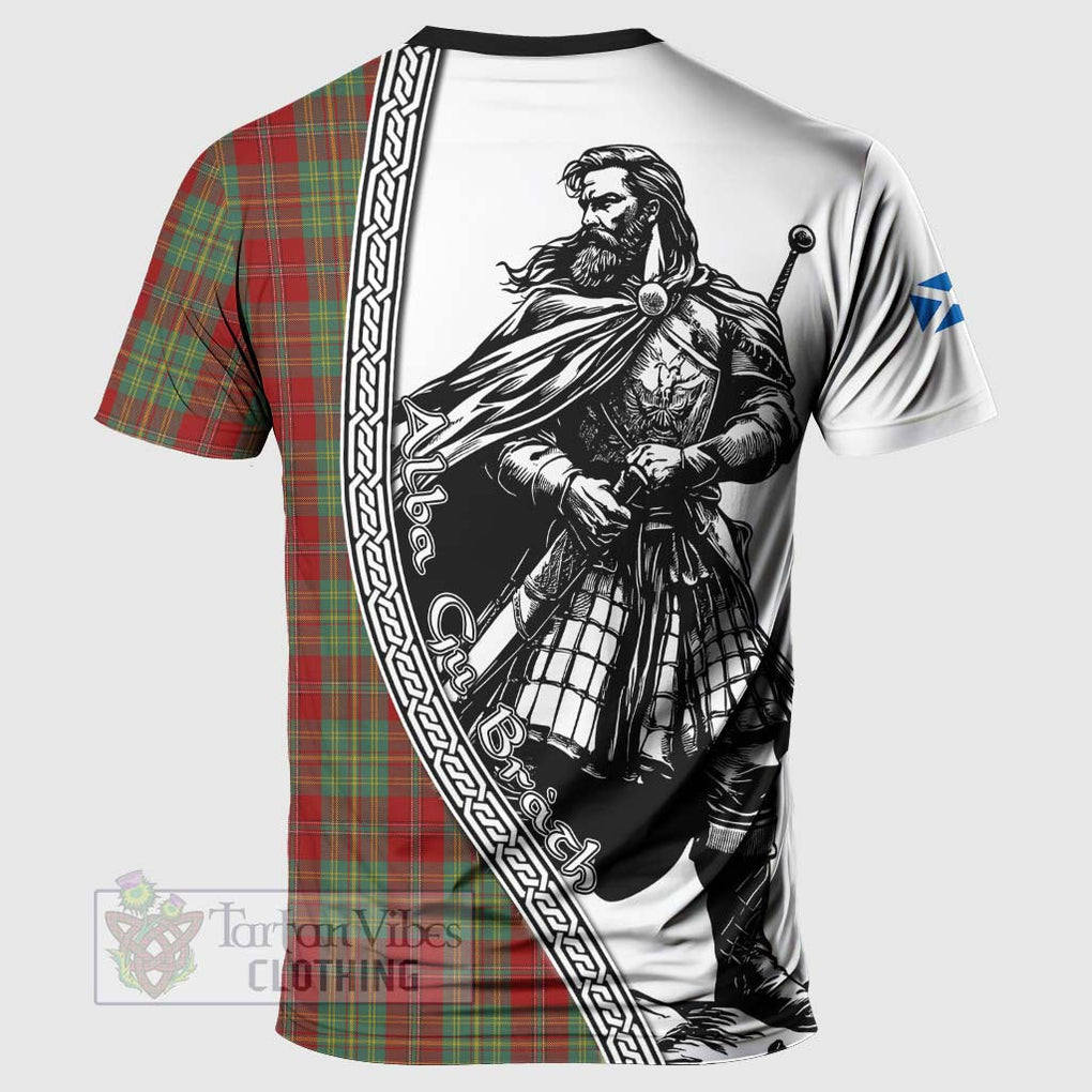 Tartan Vibes Clothing Leask Tartan Clan Crest T-Shirt with Highlander Warrior Celtic Style