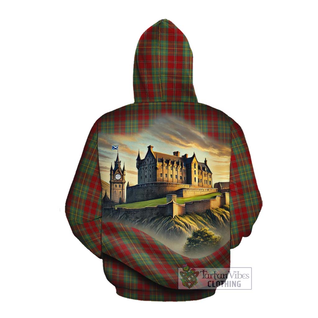 Leask Tartan Family Crest Cotton Hoodie with Scottish Ancient Castle Style Pullover Hoodie - Tartan Vibes Clothing