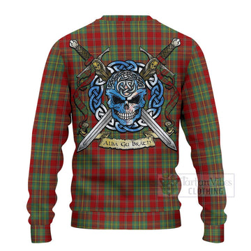 Leask Tartan Ugly Sweater with Family Crest Celtic Skull Style