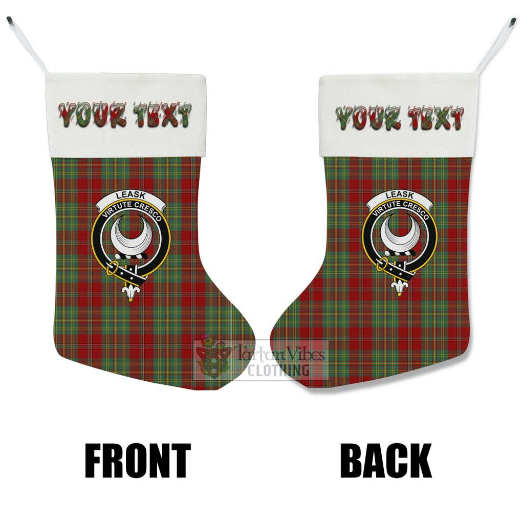 Leask Tartan Family Crest Christmas Stocking with Personalized Text - Tartan Vibes Clothing