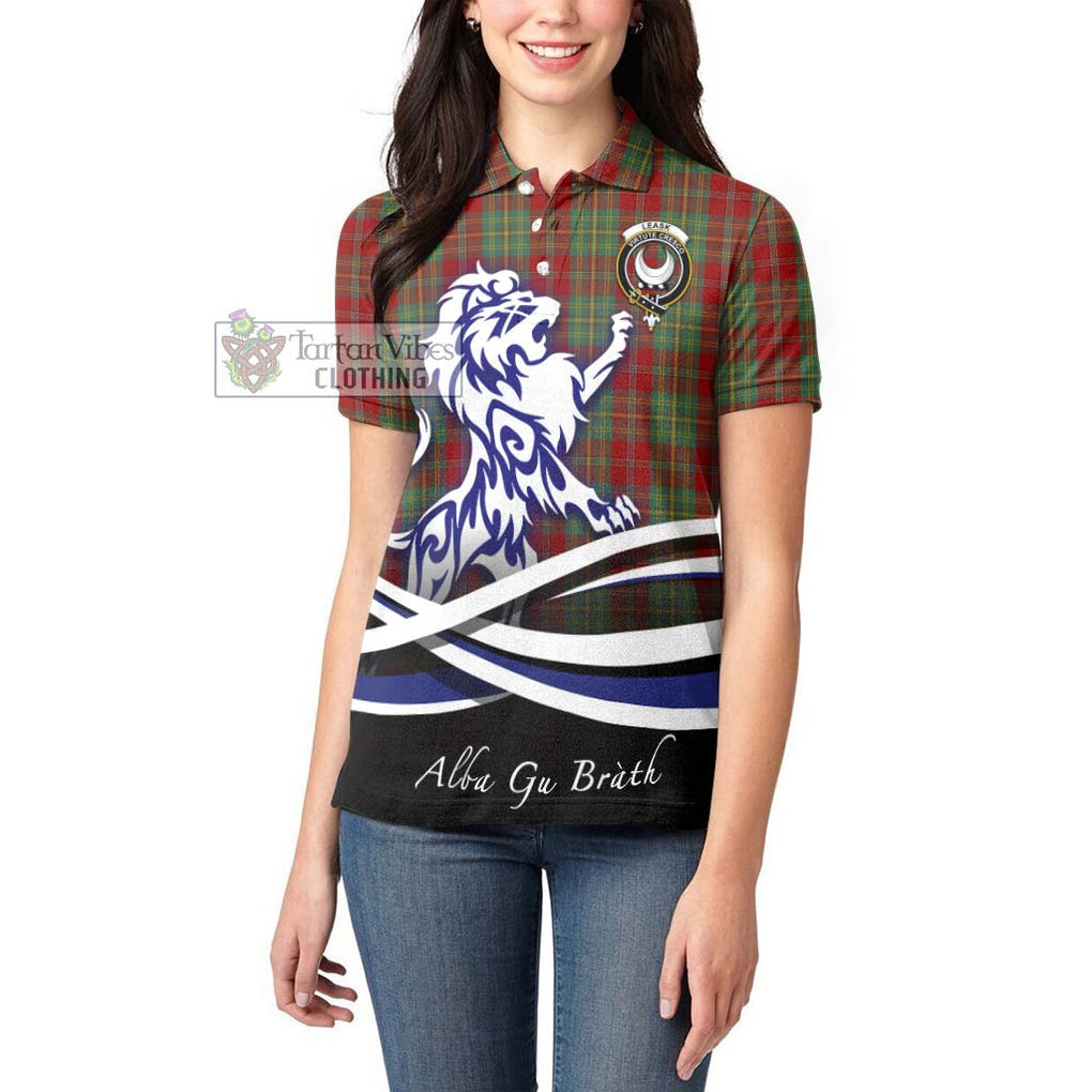 Leask Tartan Women's Polo Shirt with Alba Gu Brath Regal Lion Emblem - Tartanvibesclothing Shop