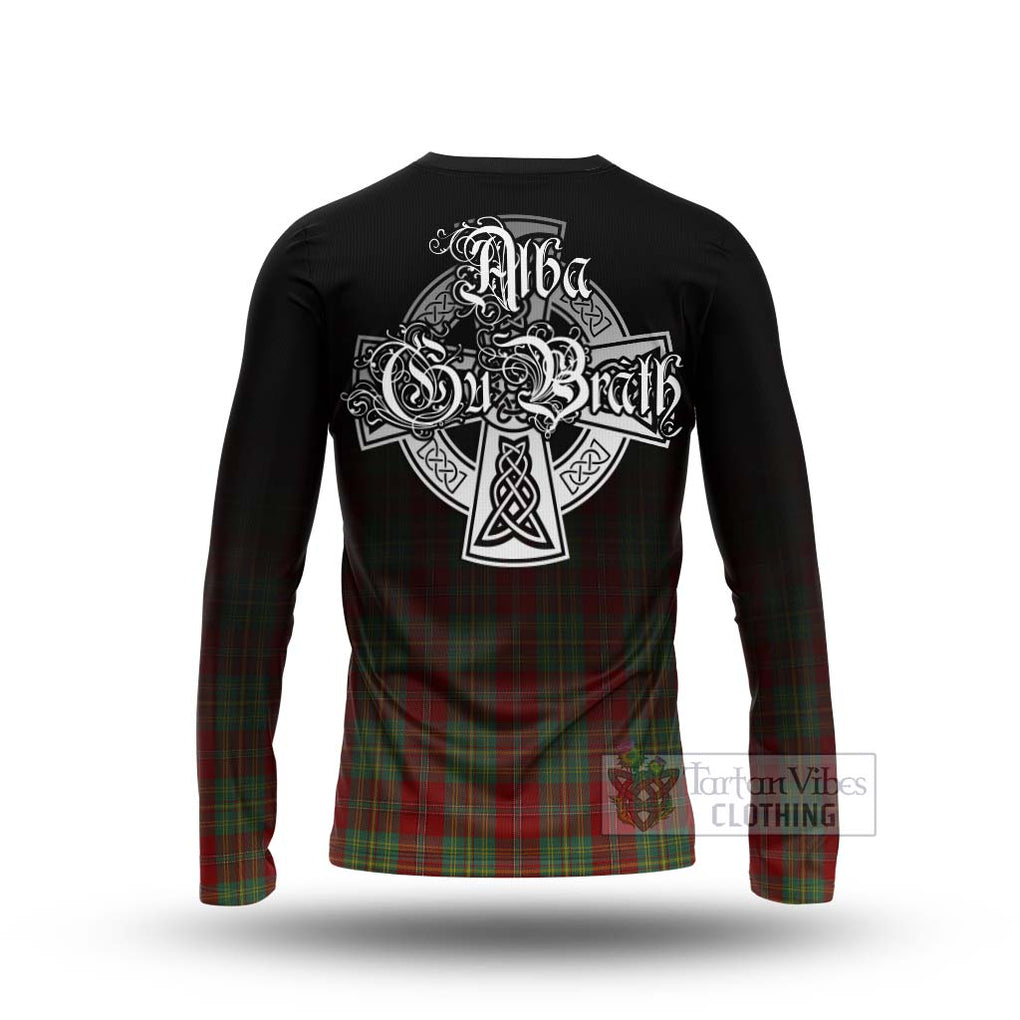 Tartan Vibes Clothing Leask Tartan Long Sleeve T-Shirt Featuring Alba Gu Brath Family Crest Celtic Inspired