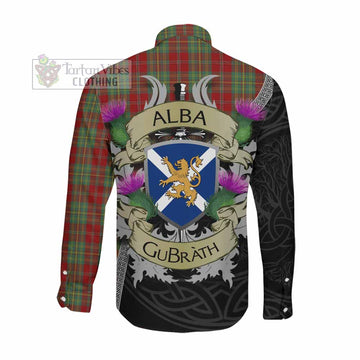 Leask Tartan Family Crest Long Sleeve Button Shirt Lion Rampant Royal Thistle Shield Celtic Inspired Men's Shirt - Tartan Vibes Clothing
