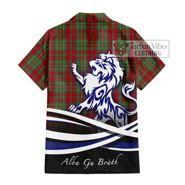 Leask Tartan Short Sleeve Button Shirt with Alba Gu Brath Regal Lion Emblem