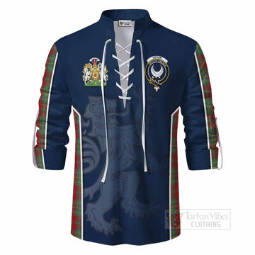 Leask Tartan Ghillie Kilt Shirt with Family Crest and Lion Rampant Vibes Sport Style