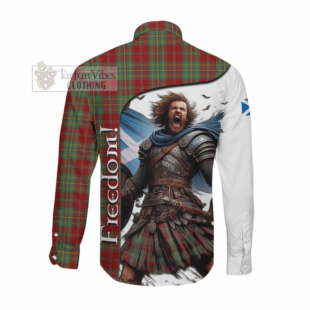 Tartan Vibes Clothing Leask Crest Tartan Long Sleeve Button Shirt Inspired by the Freedom of Scottish Warrior