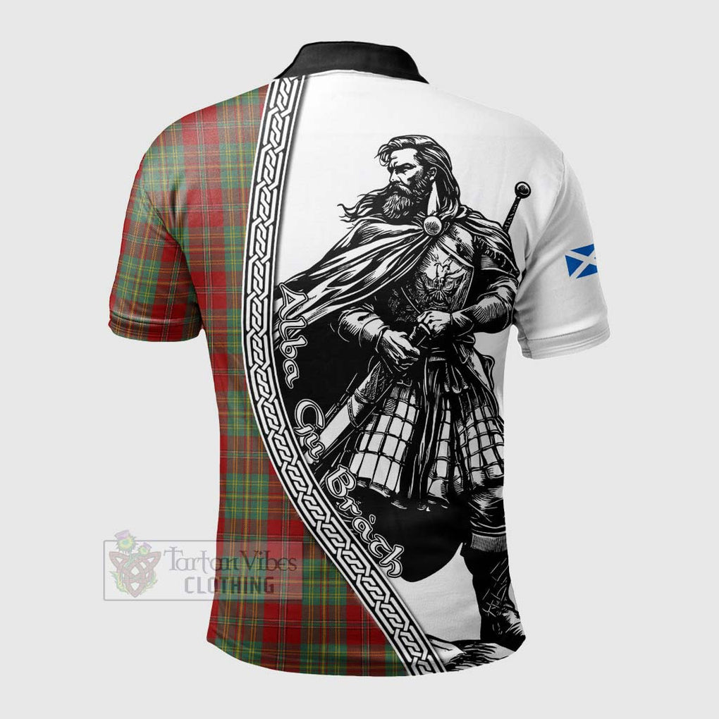 Leask Tartan Clan Crest Polo Shirt with Highlander Warrior Celtic Style - Tartan Vibes Clothing