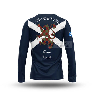 Leask Tartan Lion Rampant Long Sleeve T-Shirt  Proudly Display Your Heritage with Alba Gu Brath and Clan Name