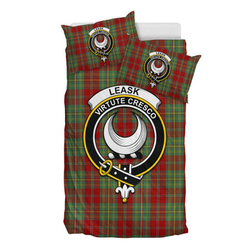 Leask Tartan Bedding Set with Family Crest