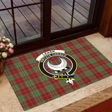 Leask Tartan Door Mat with Family Crest