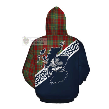 Leask Tartan Cotton Hoodie Featuring Thistle and Scotland Map Pullover Hoodie - Tartan Vibes Clothing