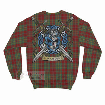 Leask Tartan Sweatshirt with Family Crest Celtic Skull Style