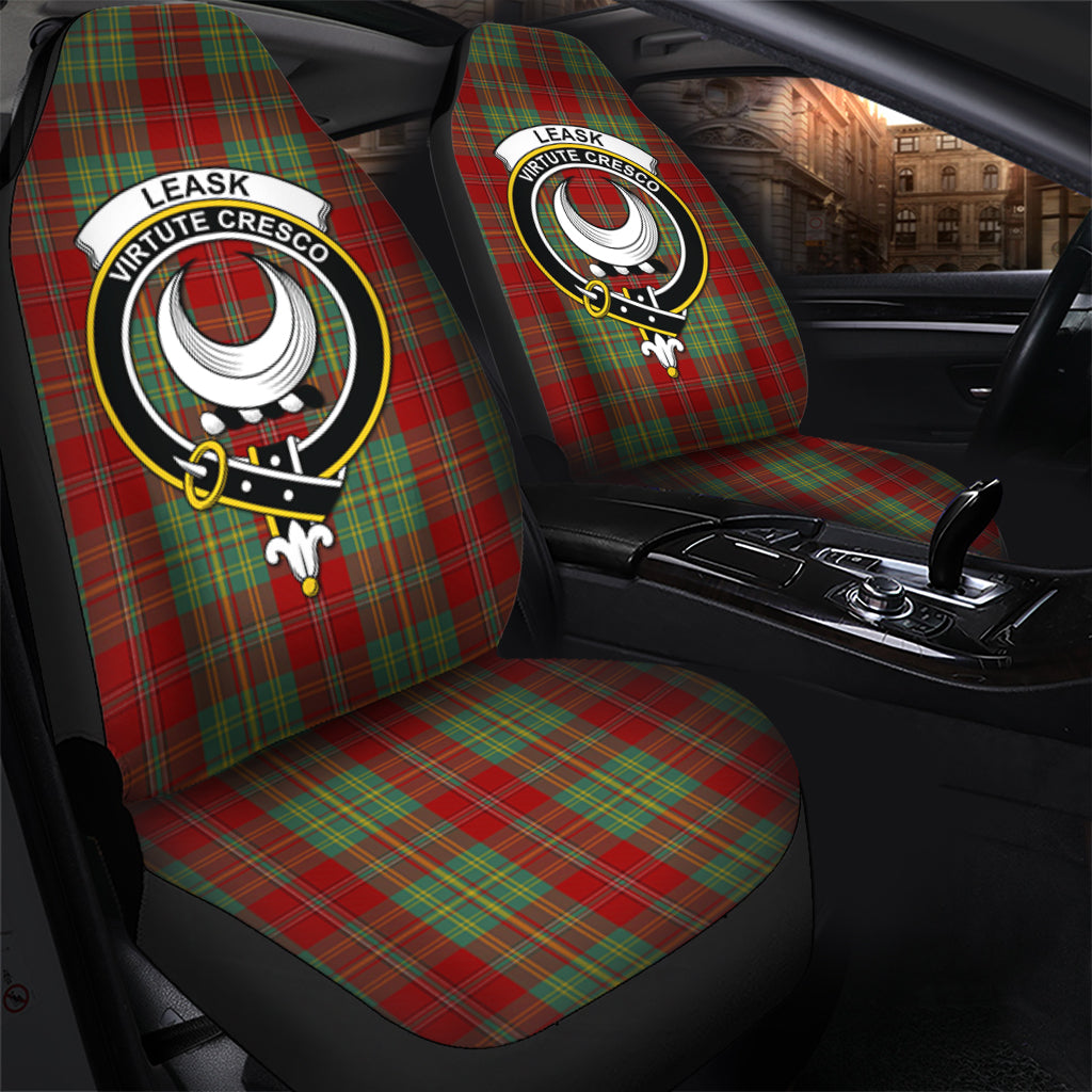 Leask Tartan Car Seat Cover with Family Crest - Tartanvibesclothing