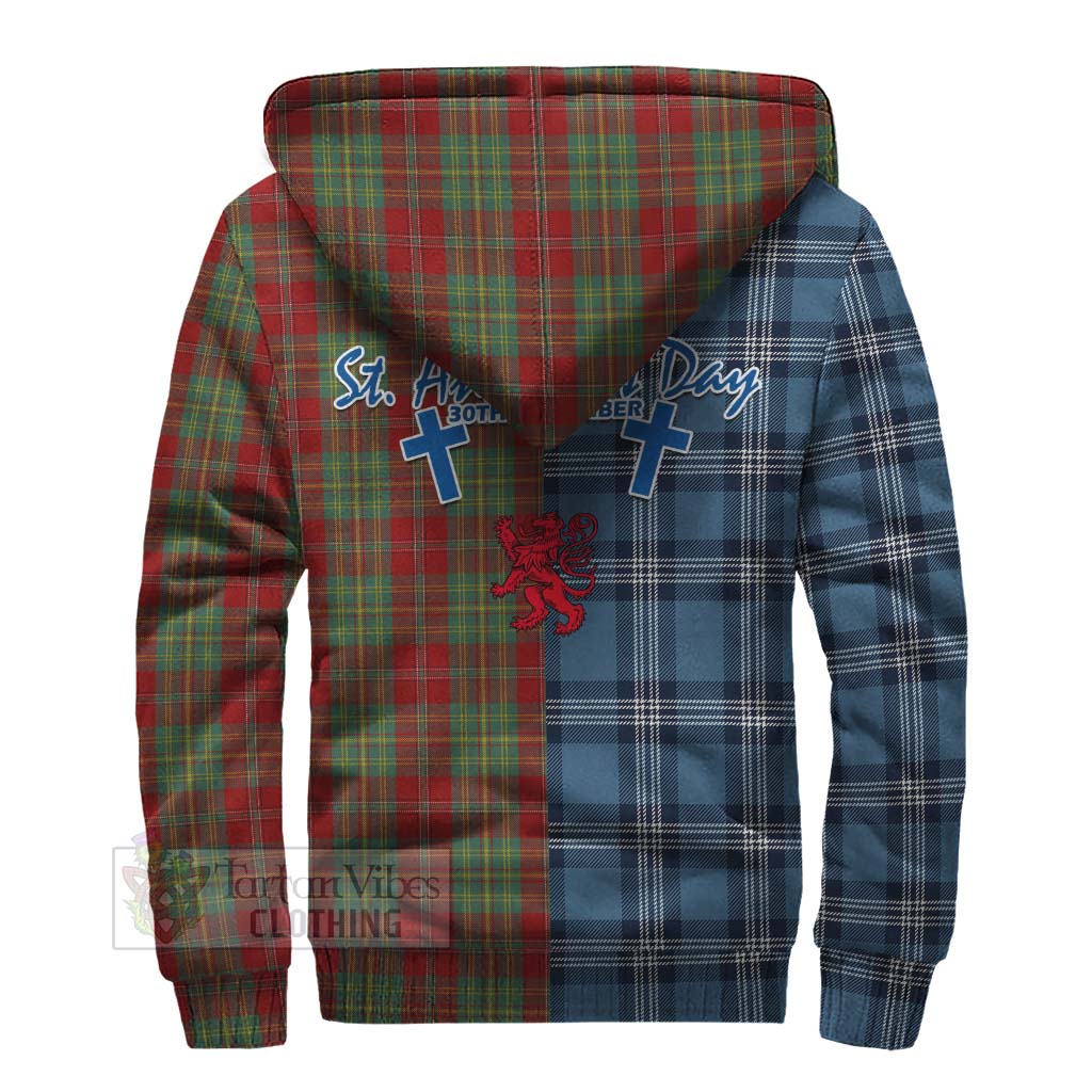 Tartan Vibes Clothing Leask Tartan Sherpa Hoodie Happy St. Andrew's Day Half Tartan Style