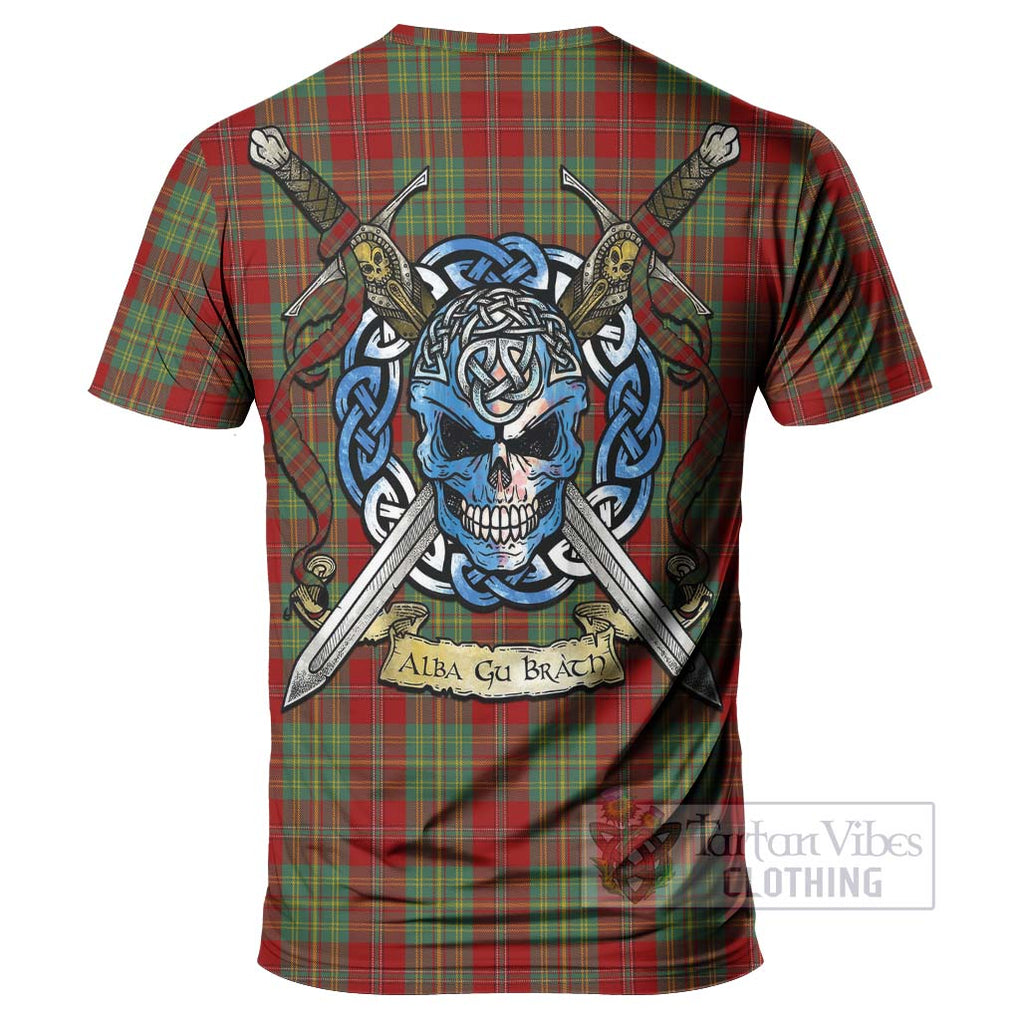 Tartan Vibes Clothing Leask Tartan T-Shirt with Family Crest Celtic Skull Style