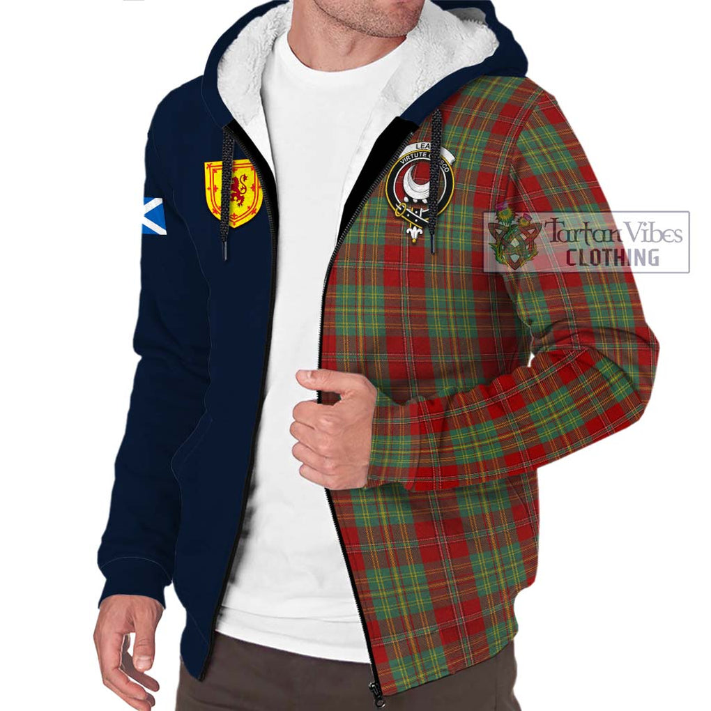 Tartan Vibes Clothing Leask Tartan Sherpa Hoodie with Scottish Lion Royal Arm Half Style