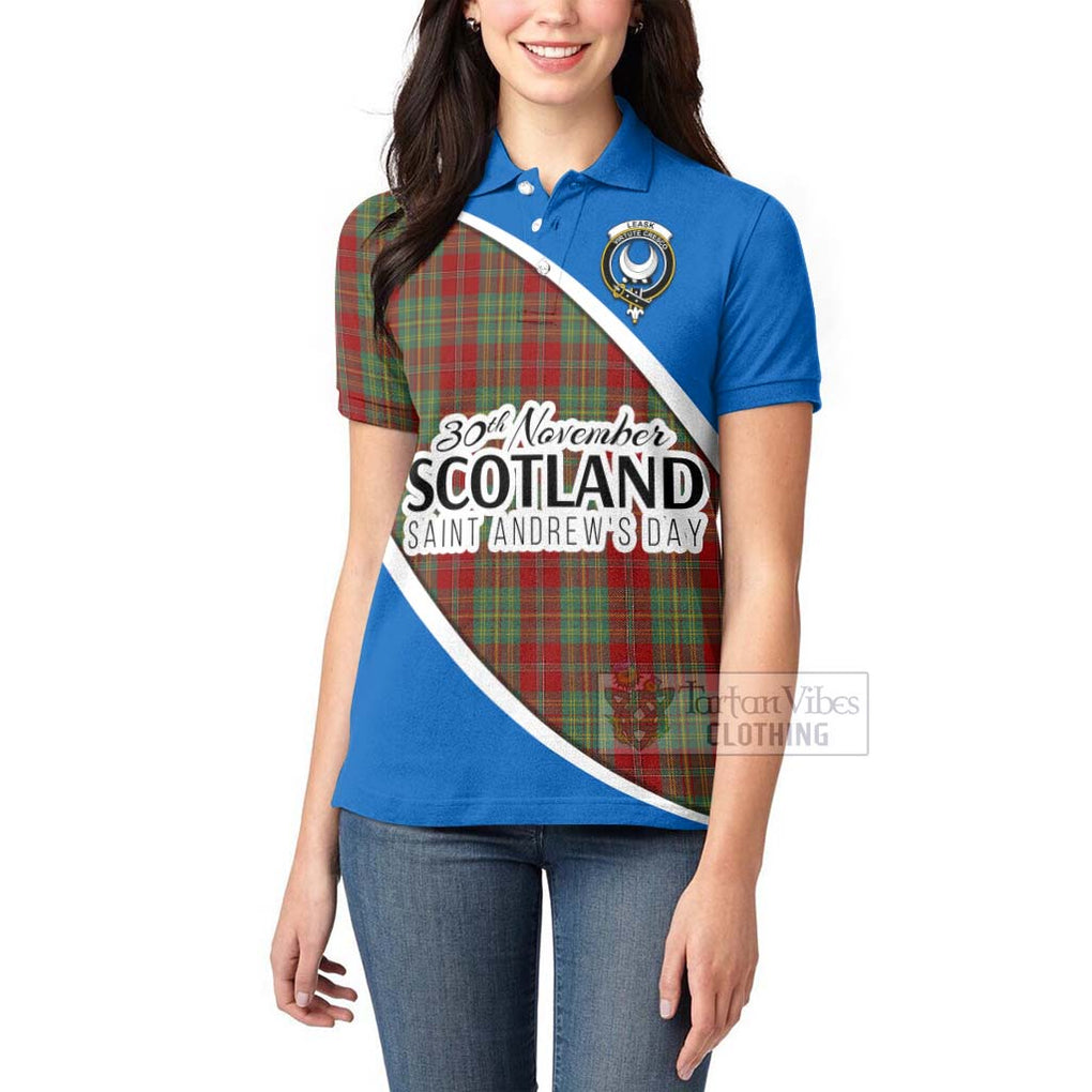 Tartan Vibes Clothing Leask Family Crest Tartan Women's Polo Shirt Celebrate Saint Andrew's Day in Style