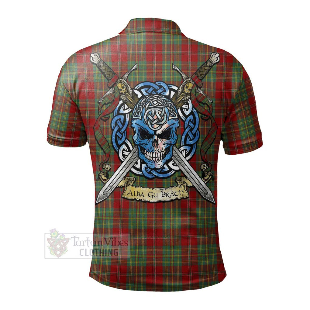 Leask Tartan Polo Shirt with Family Crest Celtic Skull Style - Tartan Vibes Clothing