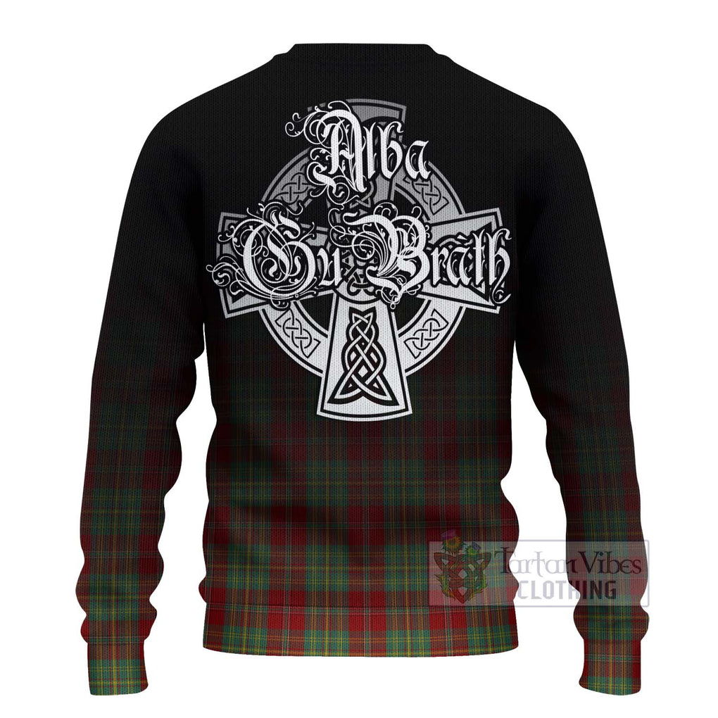 Tartan Vibes Clothing Leask Tartan Knitted Sweater Featuring Alba Gu Brath Family Crest Celtic Inspired