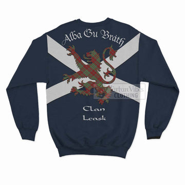 Leask Tartan Lion Rampant Sweatshirt  Proudly Display Your Heritage with Alba Gu Brath and Clan Name