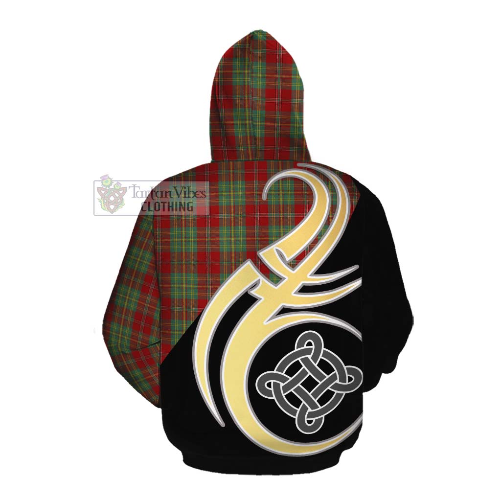 Tartan Vibes Clothing Leask Tartan Cotton Hoodie with Family Crest and Celtic Symbol Style