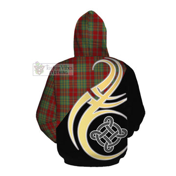 Leask Tartan Cotton Hoodie with Family Crest and Celtic Symbol Style