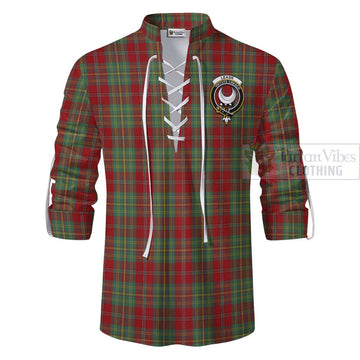 Leask Tartan Ghillie Kilt Shirt with Family Crest Celtic Skull Style