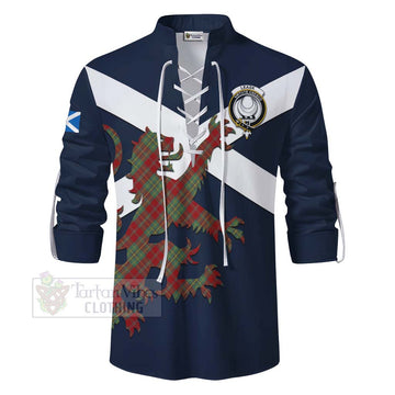 Leask Tartan Lion Rampant Ghillie Kilt Shirt Proudly Display Your Heritage with Alba Gu Brath and Clan Name