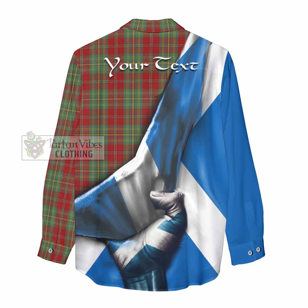 Tartan Vibes Clothing Leask Tartan Women's Casual Shirt with Family Crest Scotland Patriotic Style