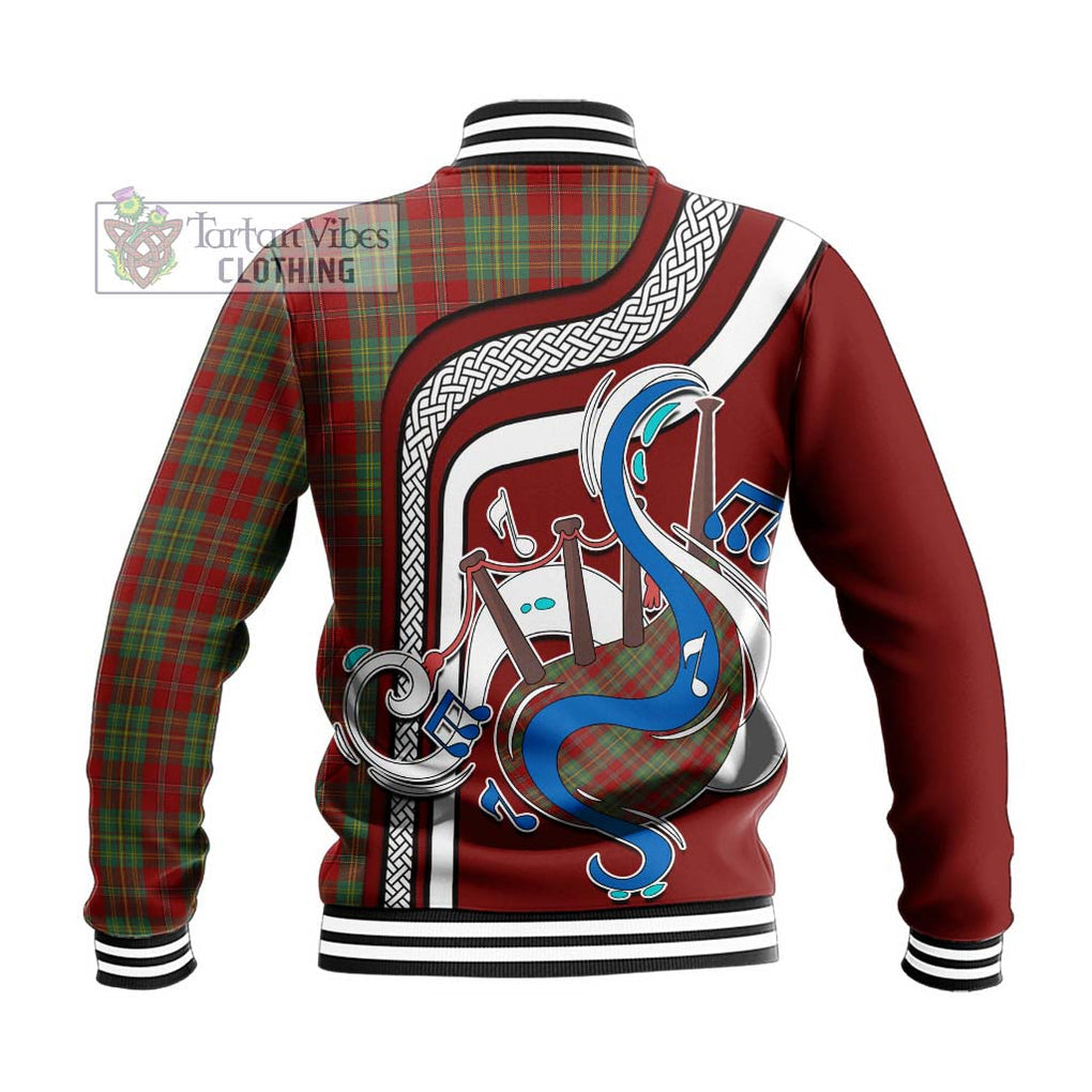 Tartan Vibes Clothing Leask Tartan Baseball Jacket with Epic Bagpipe Style