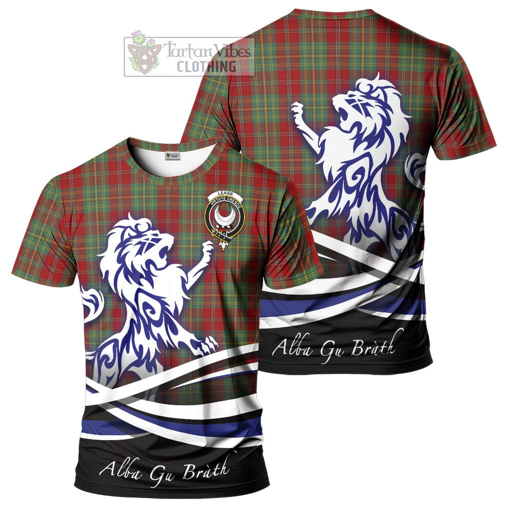 Tartan Vibes Clothing Leask Tartan Cotton T-shirt with Alba Gu Brath Regal Lion Emblem