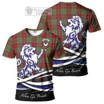 Leask Tartan Cotton T-shirt with Alba Gu Brath Regal Lion Emblem