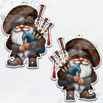 Leask Tartan Bagpiper Gnome Christmas Ornament