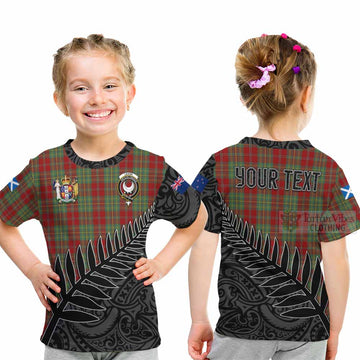 Leask Crest Tartan Kid T-Shirt with New Zealand Silver Fern Half Style