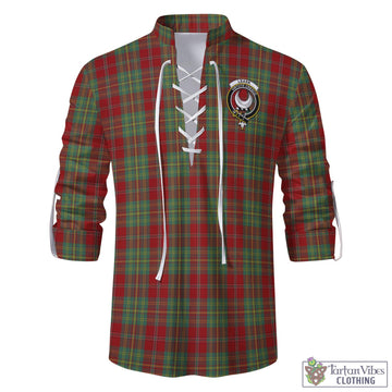 Leask Tartan Men's Scottish Traditional Jacobite Ghillie Kilt Shirt with Family Crest