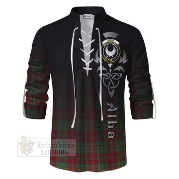 Leask Tartan Ghillie Kilt Shirt Featuring Alba Gu Brath Family Crest Celtic Inspired