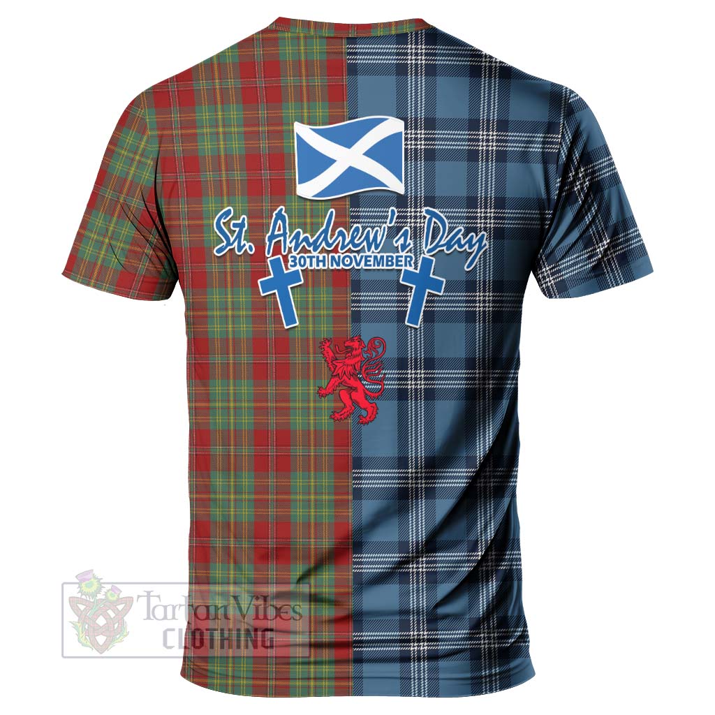 Tartan Vibes Clothing Leask Tartan T-Shirt Happy St. Andrew's Day Half Tartan Style