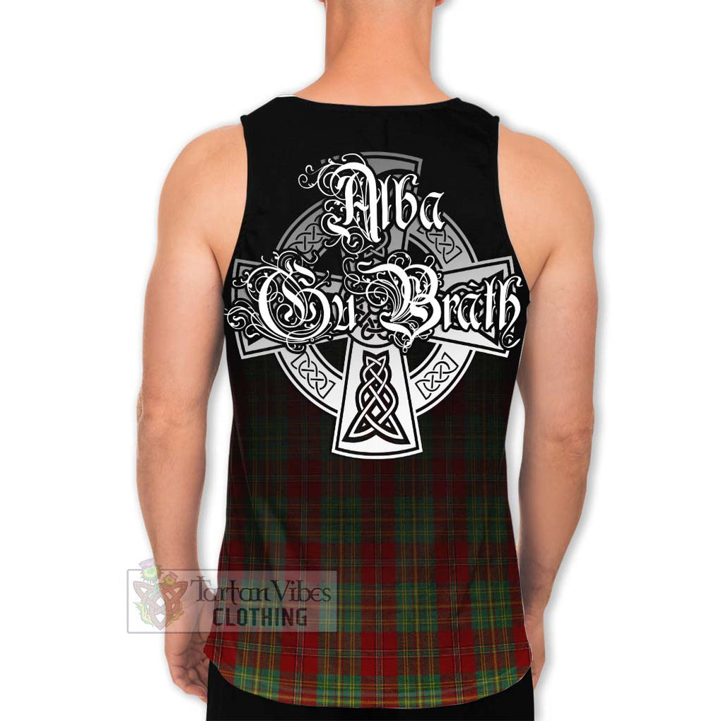 Tartan Vibes Clothing Leask Tartan Men's Tank Top Featuring Alba Gu Brath Family Crest Celtic Inspired