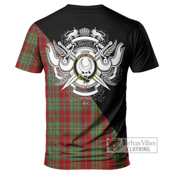 Leask Tartan T-Shirt with Family Crest and Military Logo Style